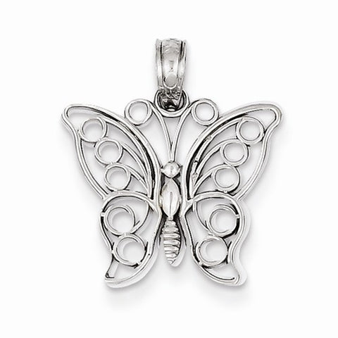 14k White Gold Cut-Out Butterfly Pendant, Pendants for Necklace