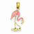 14k Gold Enameled Flamingo Pendant, Pendants for Necklace