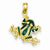 14k Gold Green Enameled Frog Pendant, Pendants for Necklace