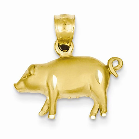 14k Gold Diamond-cut Pig pendant, Pendants for Necklace
