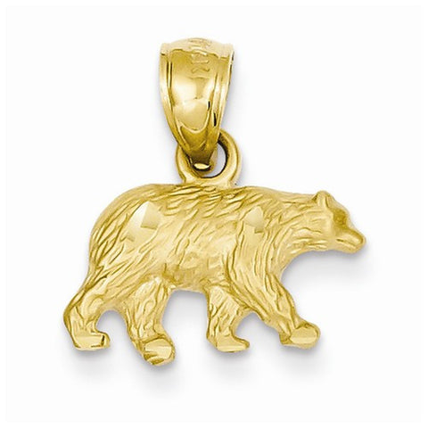 14k Gold Diamond-cut Bear pendant, Pretty Pendants for Necklace