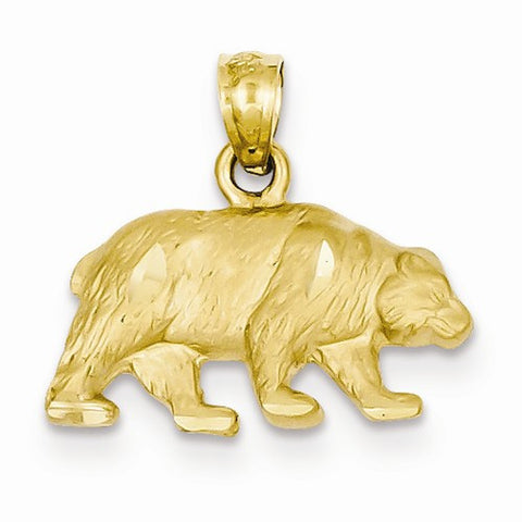 14k Gold Diamond-cut Bear pendant, Gorgeous Pendants for Necklace