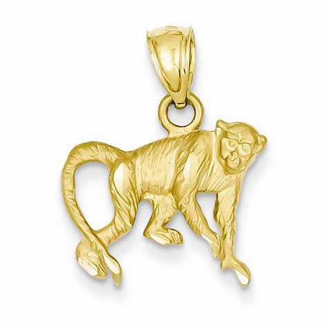 14k Gold Diamond-cut Monkey Pendant, Pendants for Necklace