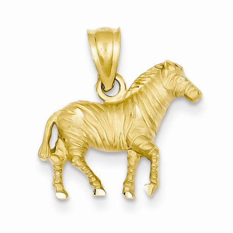 14k Gold Diamond-cut Zebra Pendant, Pendants for Necklace