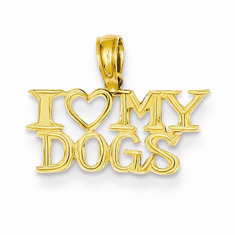 14k Gold I Heart My Dogs Pendant, Pendants for Necklace
