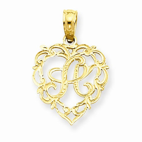 14k Gold A Script Initial in Heart Pendant, Pendants for Necklace
