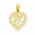 14k Gold F Script Initial in Heart Pendant, Pendants for Necklace