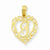 14k Gold I Script Initial in Heart Pendant, Pendants for Necklace