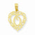 14k Gold O Script Initial in Heart Pendant, Pendants for Necklace