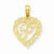 14k Gold P Script Initial in Heart Pendant, Pendants for Necklace