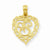 14k Gold S Script Initial in Heart Pendant, Pendants for Necklace