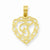 14k Gold T Script Initial in Heart Pendant, Pendants for Necklace
