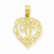 14k Gold V Script Initial in Heart Pendant, Pendants for Necklace