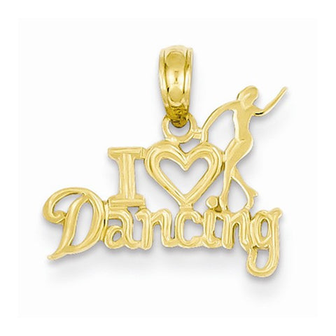 14k Gold I Heart Dancing w/Dancer Pendant, Pendants for Necklace