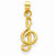 14k Gold Diamond-cut Treble Clef Pendant, Pendants for Necklace