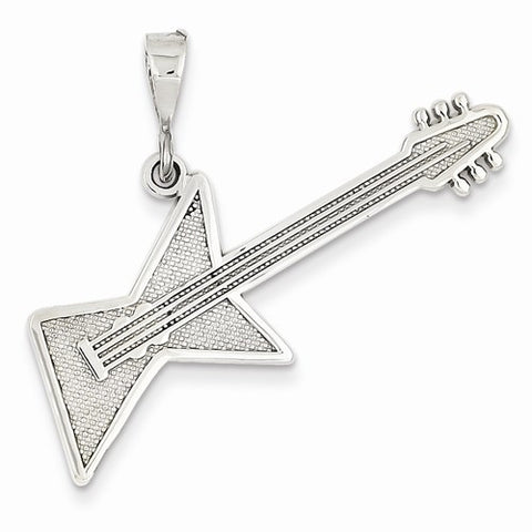 14k White Gold Guitar Pendant, Pendants for Necklace
