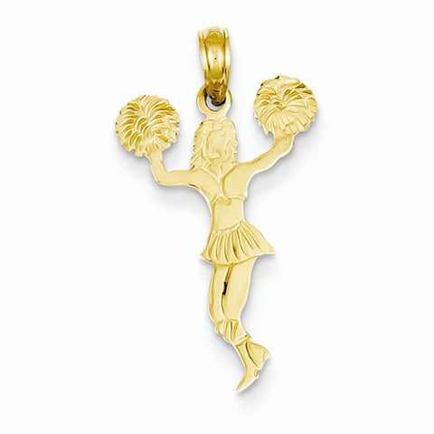 14k Gold Cheerleader with Pom-Poms pendant, Stylish Pendants for Necklace