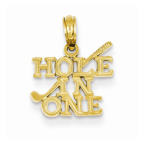 14k Gold Hole in One w/Golf Club Pendant, Pendants for Necklace