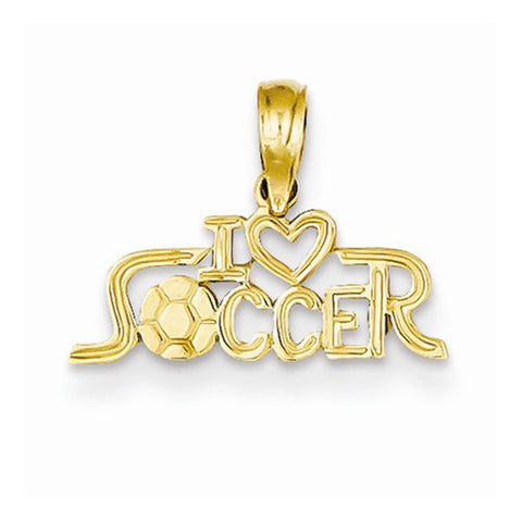 14k Gold I Heart Soccer Pendant, Pendants for Necklace