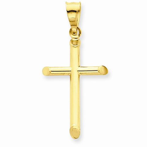 14k Gold 3-D Polished Hollow Cross pendant, Fine Pendants for Necklace