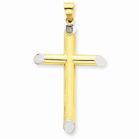 14k Gold w/Rhodium 3-D Hollow Cross pendant, Appealing Pendants for Necklace
