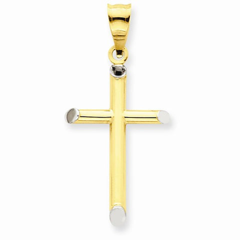 14k Gold w/Rhodium 3-D Hollow Cross pendant, Adorable Pendants for Necklace