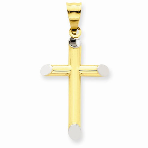 14k Gold w/Rhodium 3-D Hollow Cross pendant, Dazzling Pendants for Necklace