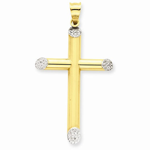 14k Gold w/Rhodium 3-D Hollow Cross pendant, Exquisite Pendants for Necklace