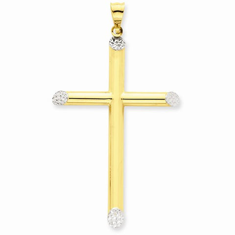 14k Gold Two-tone Diamond-cut Cross pendant, Fine Pendants for Necklace