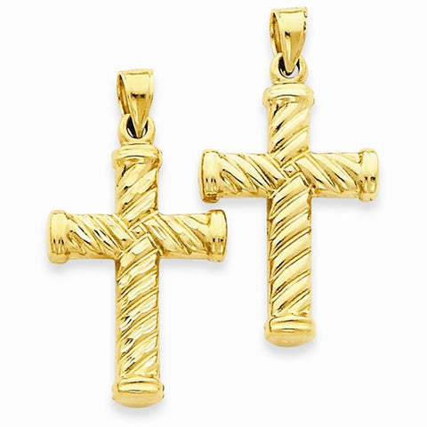 14k Gold Reversible Diamond-cut Cross pendant, Pretty Pendants for Necklace