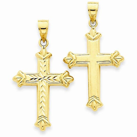 14k Gold Reversible Diamond-cut Cross pendant, Gorgeous Pendants for Necklace