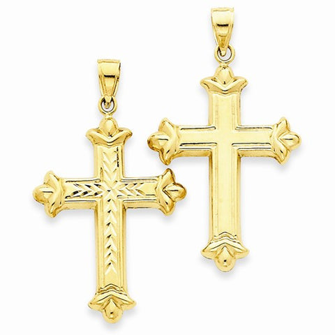 14k Gold Reversible Diamond-cut Cross pendant, Lovely Pendants for Necklace