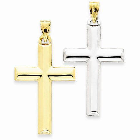 14k Gold w/Rhodium Reversible Cross pendant, Stylish Pendants for Necklace