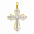 14k Gold w/Rhodium Budded Cross pendant, Charm