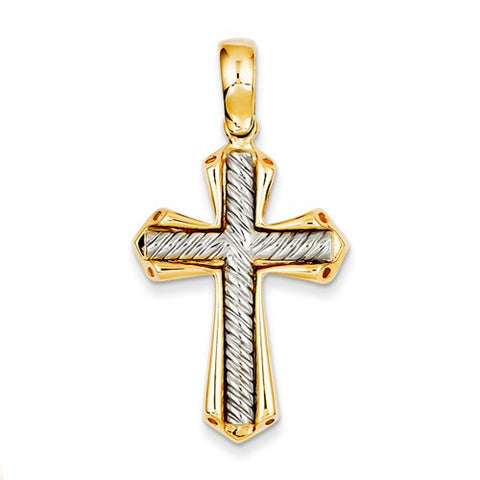 14k Gold Two-tone Solid Cross pendant, Beautiful Pendants for Necklace