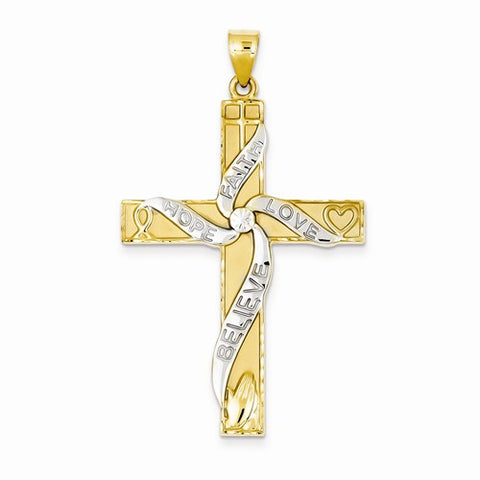 14k Gold & Rhodium Latin Cross Pendant, Pendants for Necklace