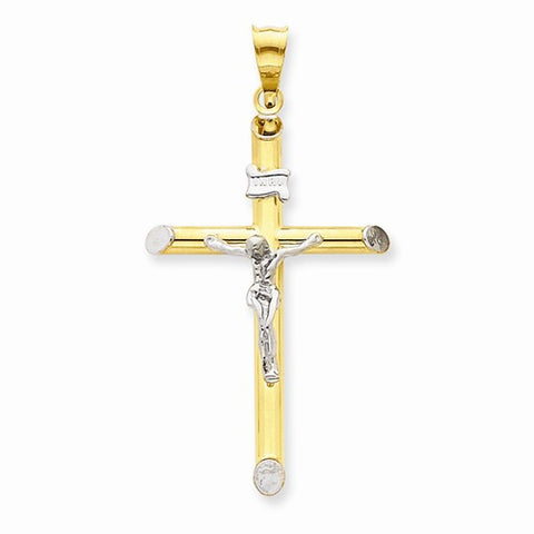 14k Gold Two-tone & Rhodium INRI Crucifix pendant, Alluring Pendants for Necklace