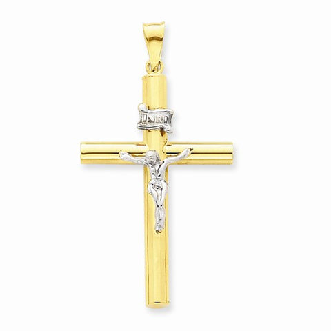 14k Gold Two-tone INRI Crucifix Pendant, Adorable Pendants for Necklace