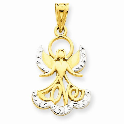 14k Gold w/Rhodium Love Angel Pendant, Pendants for Necklace