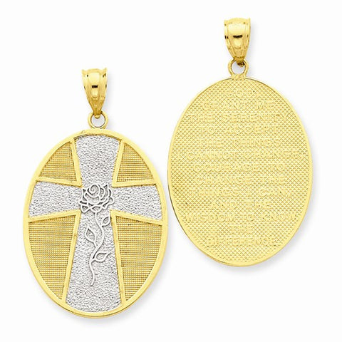 14k Gold w/Rhodium Serenity Cross Pendant, Pendants for Necklace