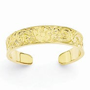 14k Yellow Gold Flower/Scroll Toe Ring