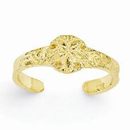 14k Yellow Gold Diamond-cut Sand Dollar Toe Ring