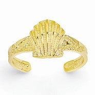 14k Yellow Gold Diamond-cut Scallop Shell Toe Ring