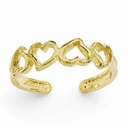 14k Yellow Gold Heart Toe Ring