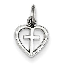 14k White Gold Cross in Heart Charm hide-image