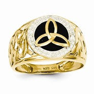 14k Yellow Gold and Rhodium Onyx Diamond Ring