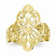 14k Yellow Gold Diamond-Cut Filigree Ring
