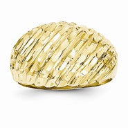 14k Yellow Gold Diamond-cut Domed Ring