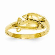 14k Yellow Gold Double Dolphin Ring