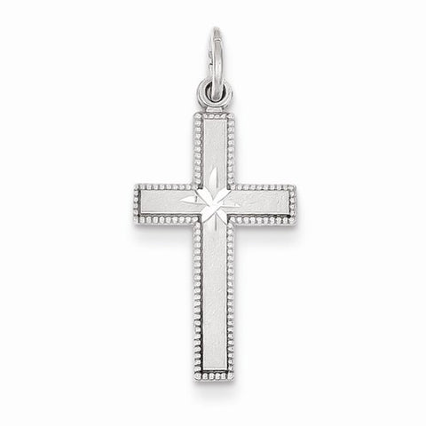 14k White Gold Diamond-cut Cross Pendant, Appealing Pendants for Necklace